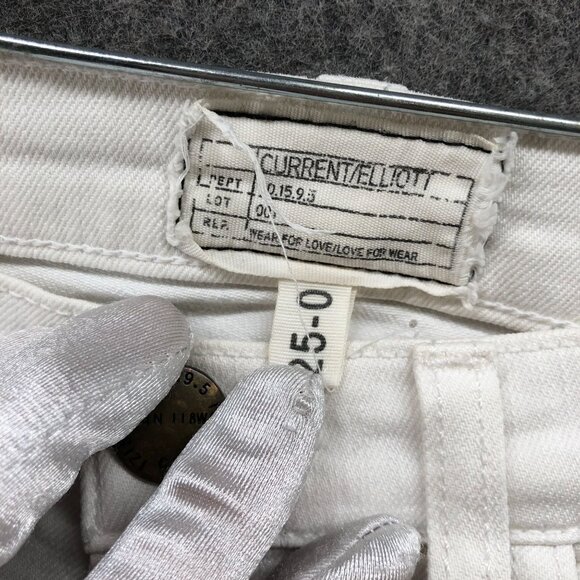 Current/Elliot White Skinny Jeans Womens 25 Distressed Ripped Low Rise Stretch - Picture 10 of 11